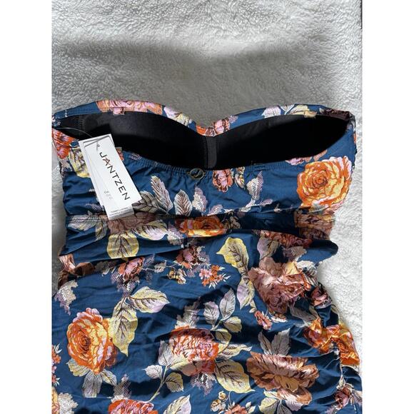 Jantzen One Piece Halter Swimsuit Floral Ruched Lined Size 10 Beach Vacation - Picture 5 of 7